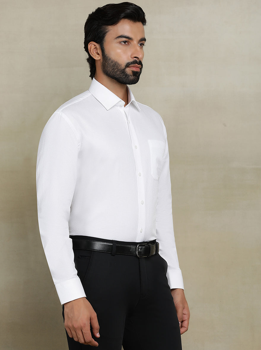 White Dobby Regular Fit Formal Shirt | JadeBlue