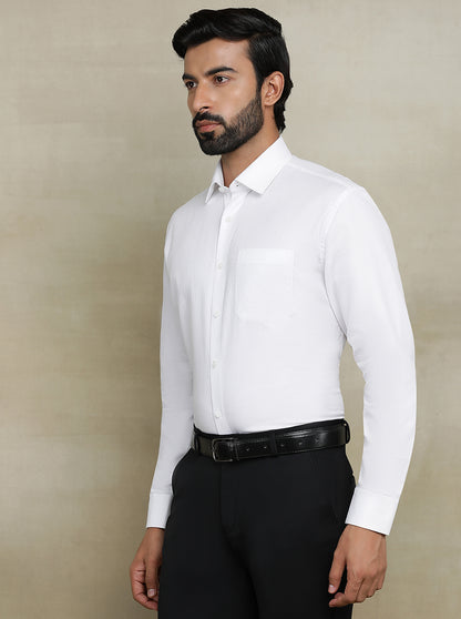 White Dobby Regular Fit Formal Shirt | JadeBlue