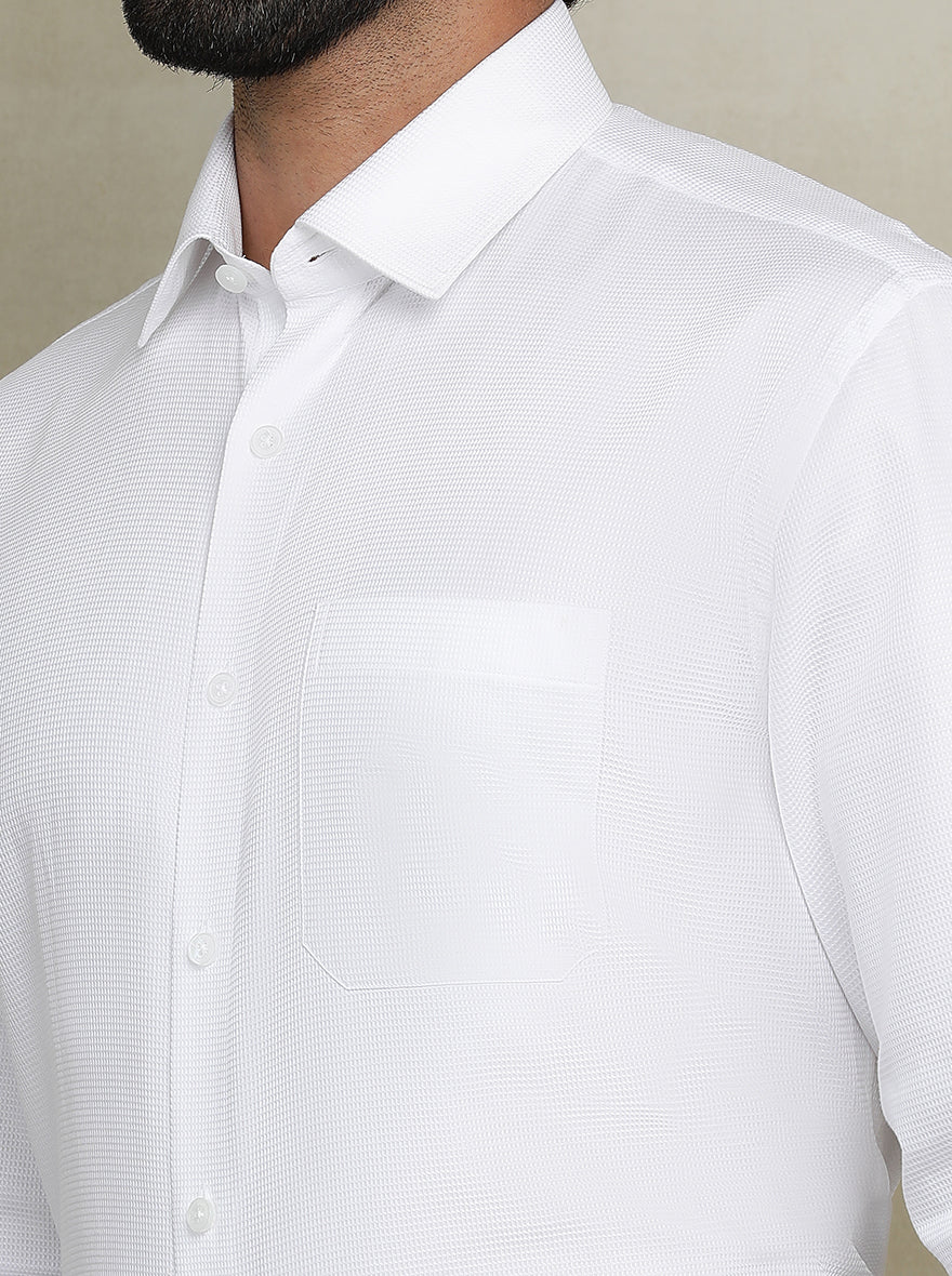 White Dobby Regular Fit Formal Shirt | JadeBlue