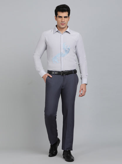 Light Grey Solid Slim Fit Party Wear Shirt | Wyre