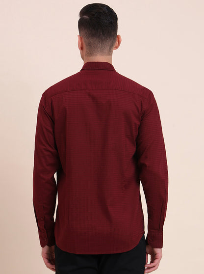 Maroon Solid Smart Fit Semi Casual Shirt | Greenfibre