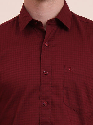 Maroon Solid Smart Fit Semi Casual Shirt | Greenfibre