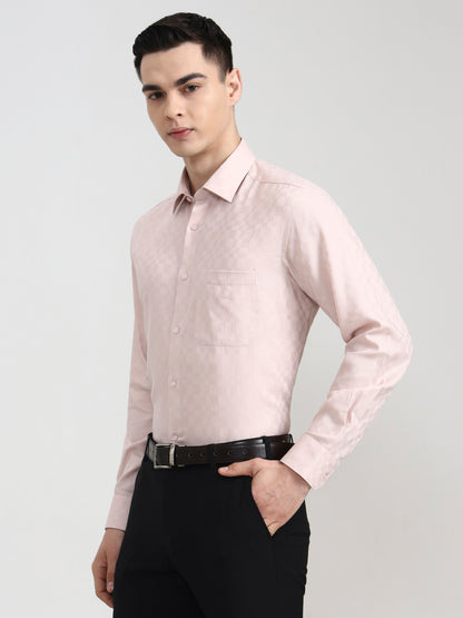 Peach Solid Regular Fit Formal Shirt | JadeBlue