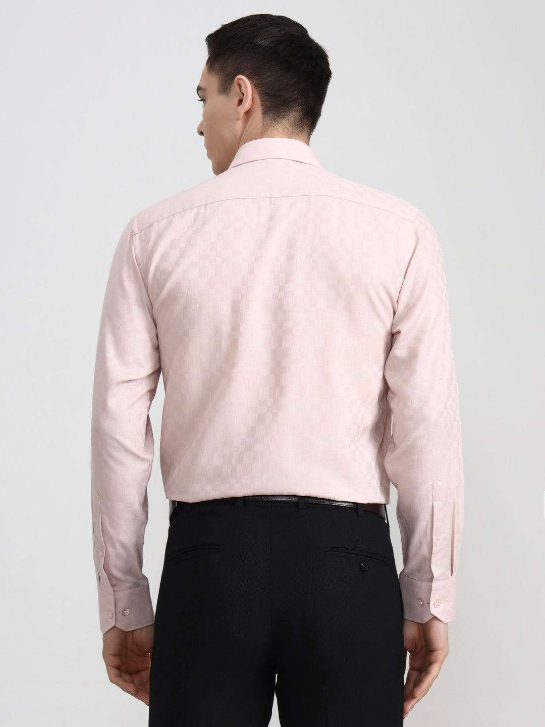 Peach Solid Regular Fit Formal Shirt | JadeBlue