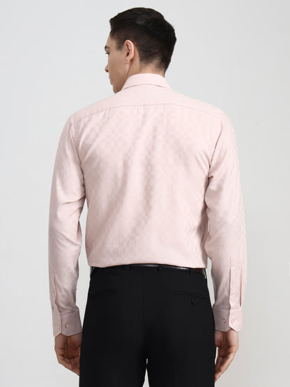 Peach Solid Regular Fit Formal Shirt | JadeBlue