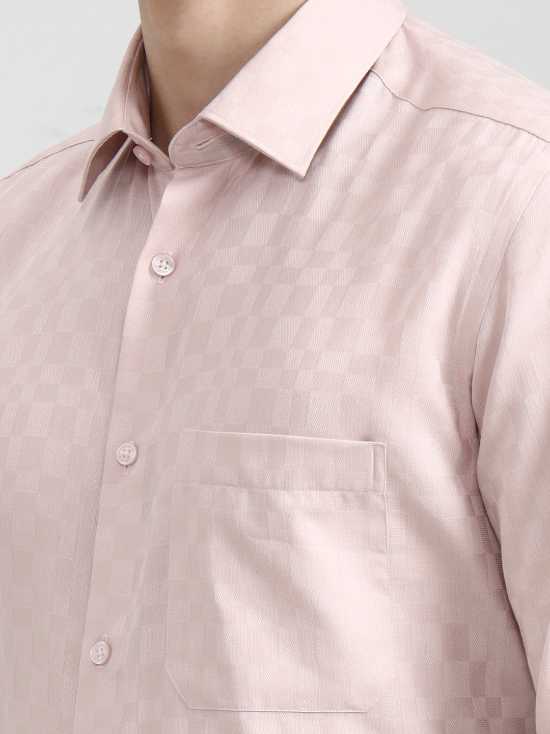 Peach Solid Regular Fit Formal Shirt | JadeBlue