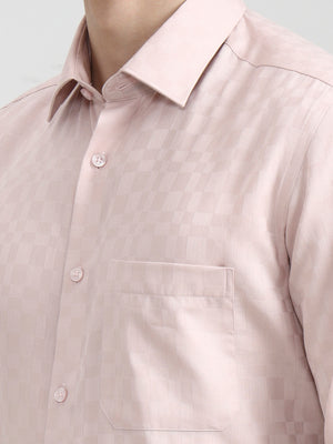 Peach Solid Regular Fit Formal Shirt | JadeBlue