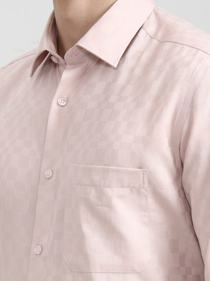 Peach Solid Regular Fit Formal Shirt | JadeBlue