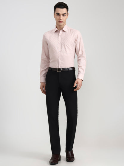 Peach Solid Regular Fit Formal Shirt | JadeBlue
