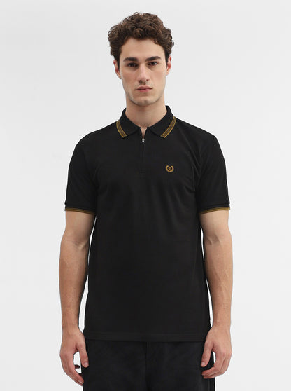 Black Solid Slim Fit Polo T-Shirt | Greenfibre