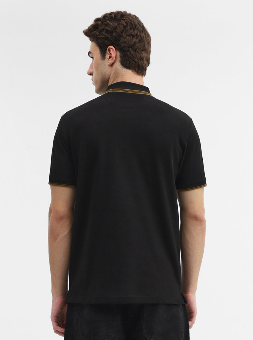 Black Solid Slim Fit Polo T-Shirt | Greenfibre