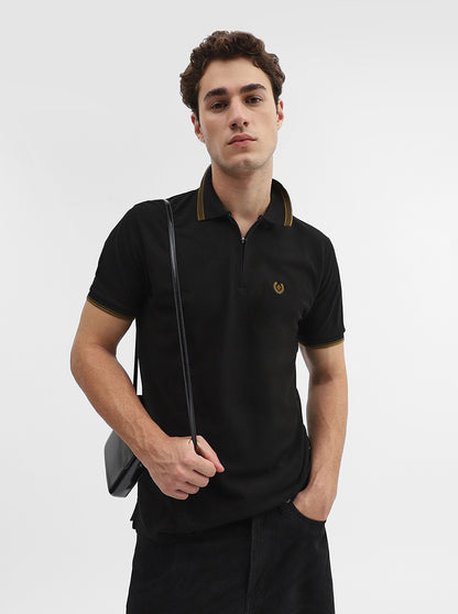 Black Solid Slim Fit Polo T-Shirt | Greenfibre