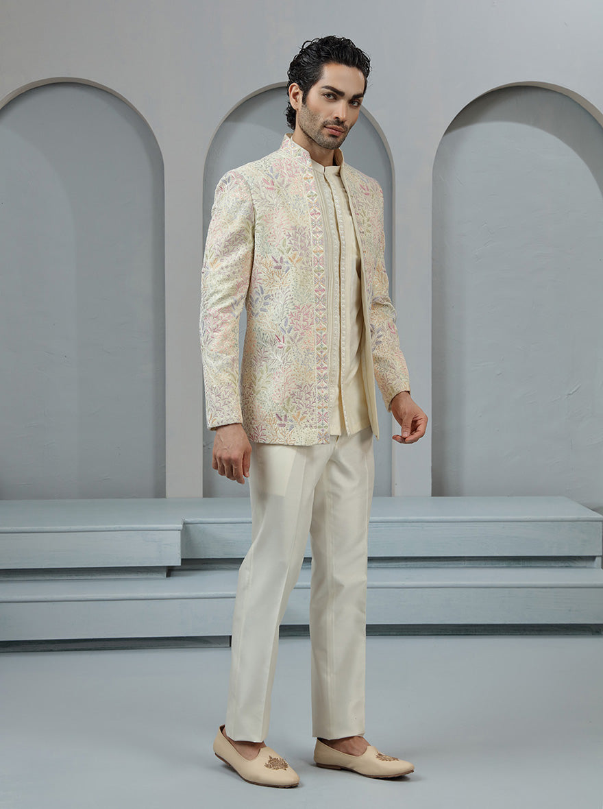 Cream Embroidered Jodhpuri Suit | TULA