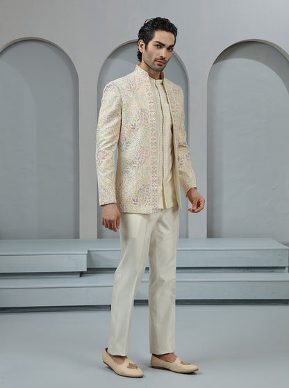 Cream Embroidered Jodhpuri Suit | TULA