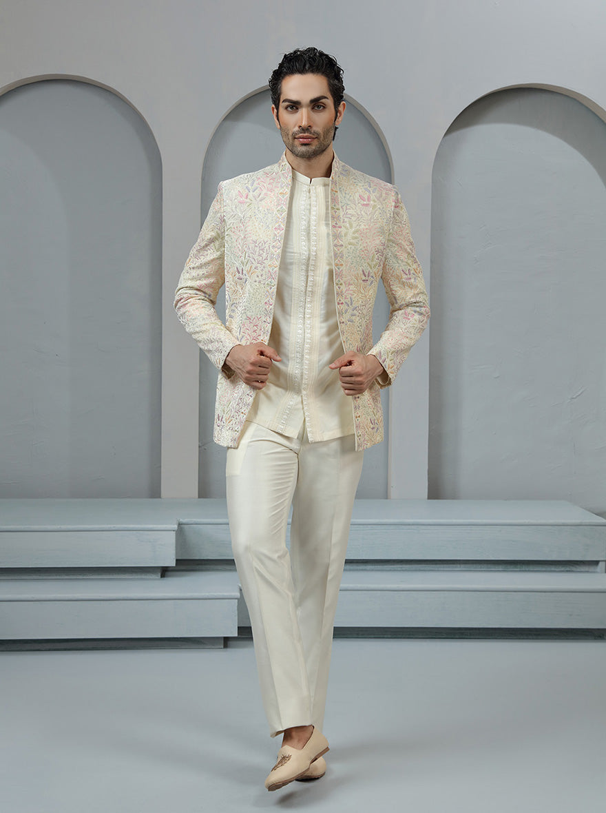 Cream Embroidered Jodhpuri Suit | TULA