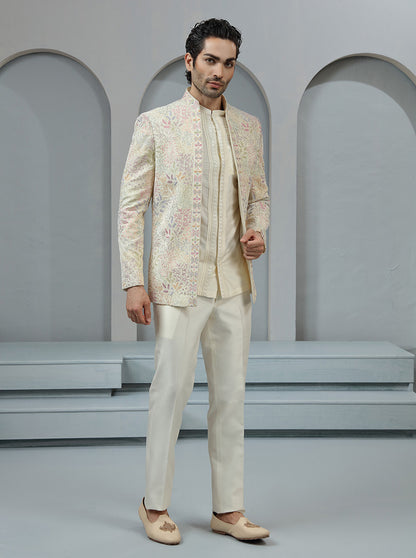 Cream Embroidered Jodhpuri Suit | TULA