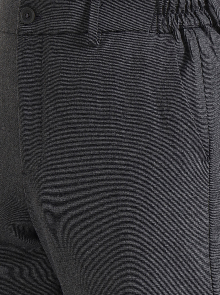 Grey Striped Slim Fit Casual Trouser | JadeBlue