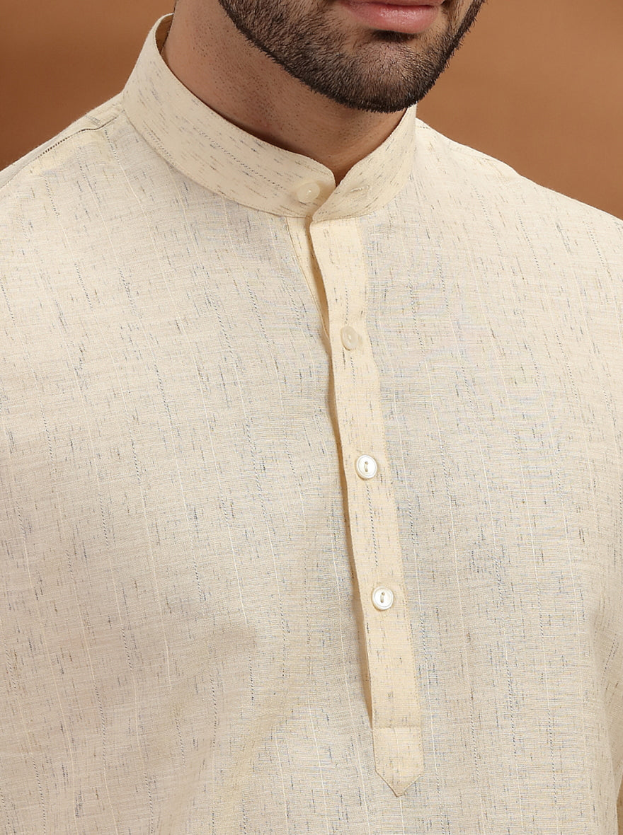 Cream Solid Modi Kurta | JadeBlue