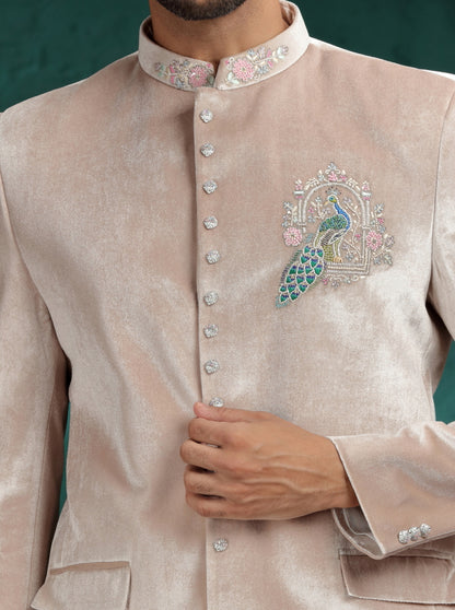Onion Peach Embroidered Jodhpuri Suit | JadeBlue