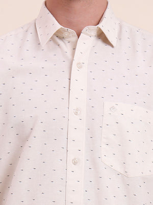 Beige Printed Smart Fit Semi Casual Shirt | Greenfibre
