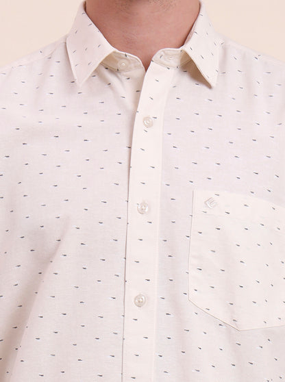 Beige Printed Smart Fit Semi Casual Shirt | Greenfibre