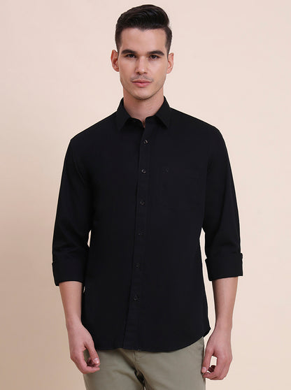Black Solid Smart Fit Semi Casual Shirt | Greenfibre