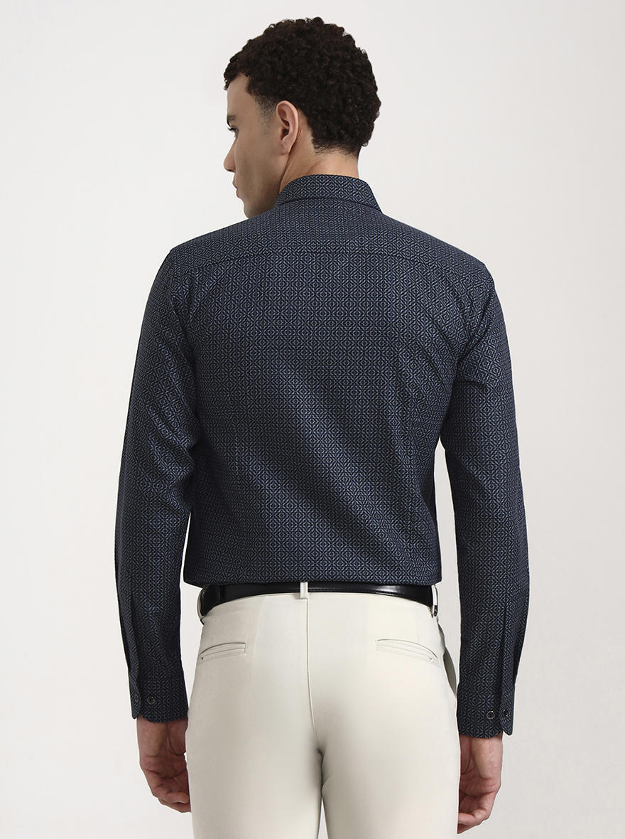 Blue & Green Printed Slim Fit Party Wear Shirt | Wyre