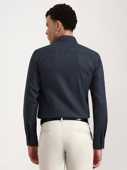 Blue & Green Printed Slim Fit Party Wear Shirt | Wyre