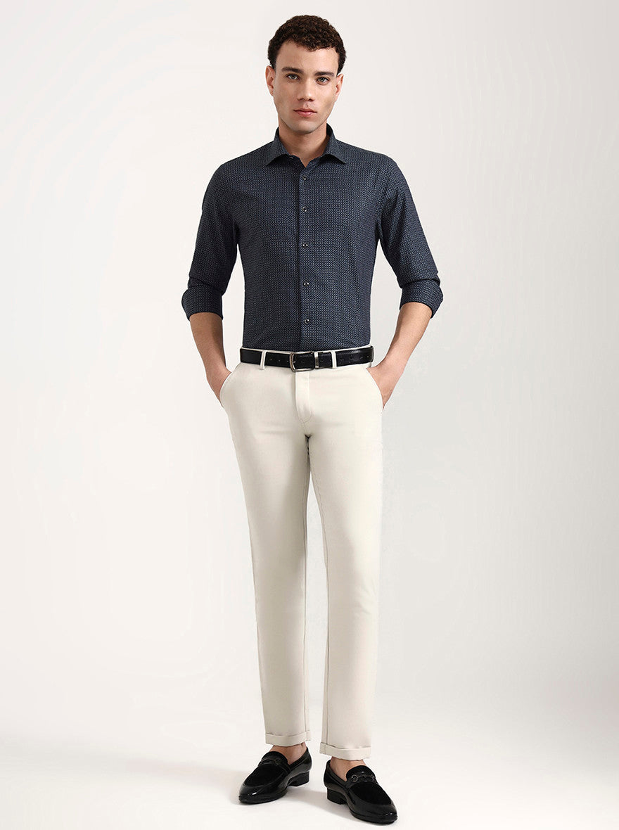 Blue & Green Printed Slim Fit Party Wear Shirt | Wyre