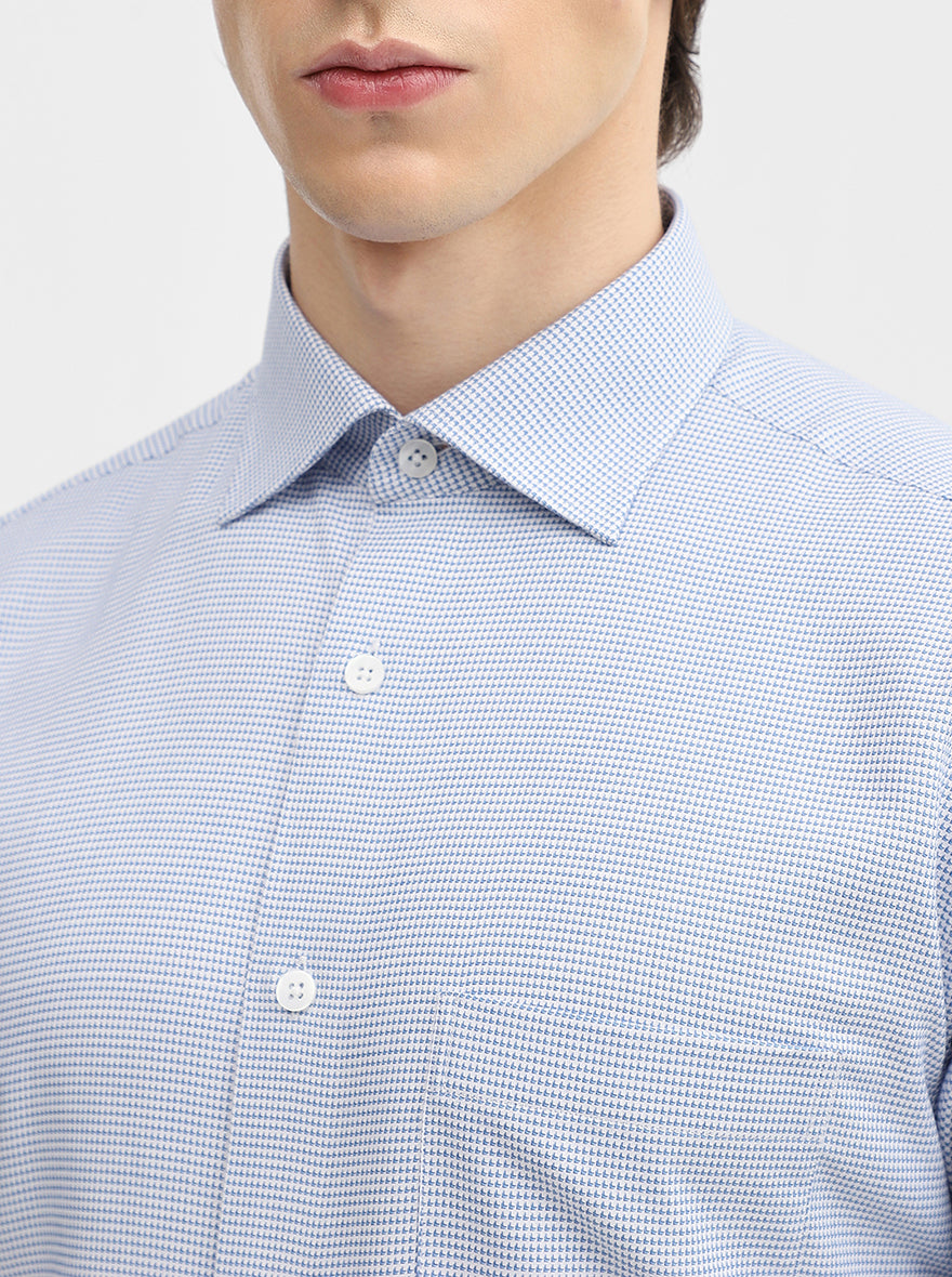 Blue Solid Slim Fit Formal Shirt | Metal