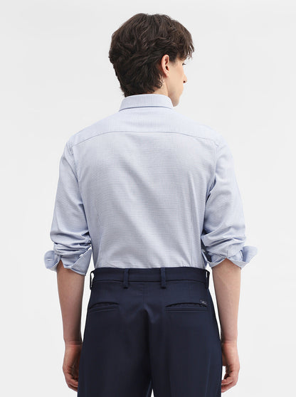 Blue Solid Slim Fit Formal Shirt | Metal