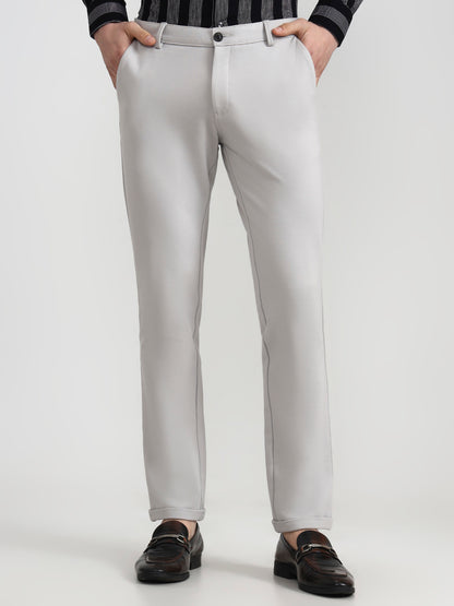 Light Grey Solid Slim Fit Club Wear Trouser | Wyre