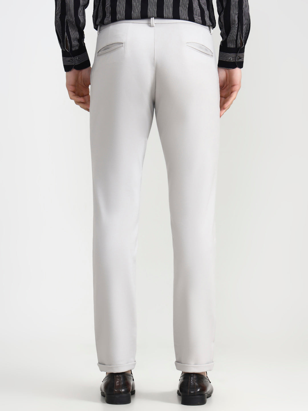 Light Grey Solid Slim Fit Club Wear Trouser | Wyre