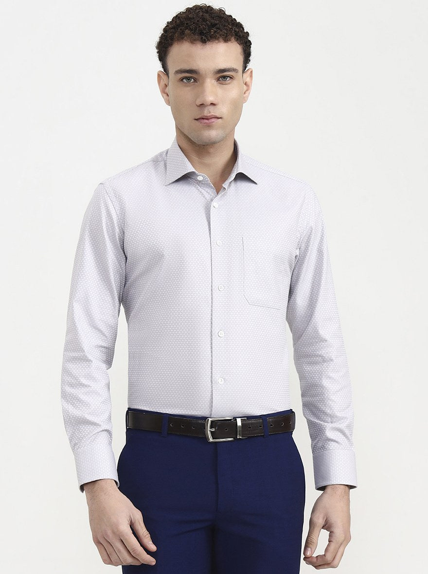 Light Grey Solid Slim Fit Formal Shirt | JadeBlue Super Luxe