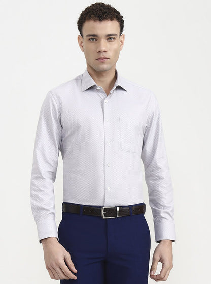 Light Grey Solid Slim Fit Formal Shirt | JadeBlue Super Luxe