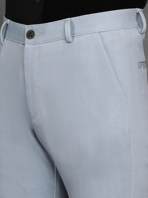 Light Blue Solid Venice Fit Casual Trouser | JadeBlue