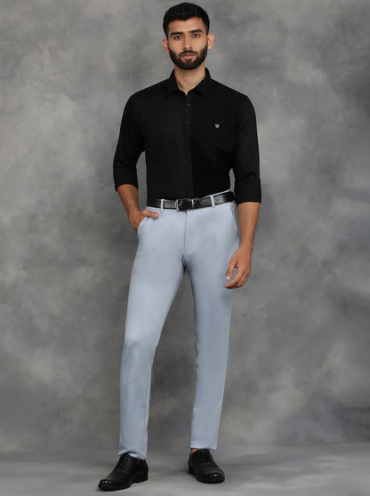 Light Blue Solid Venice Fit Casual Trouser | JadeBlue