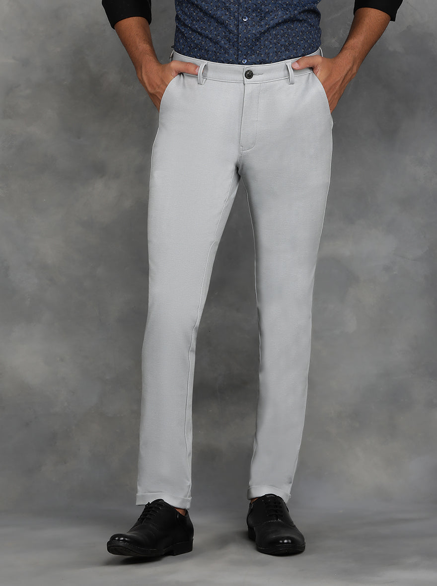 Light Grey Solid Venice Fit Casual Trouser | JadeBlue