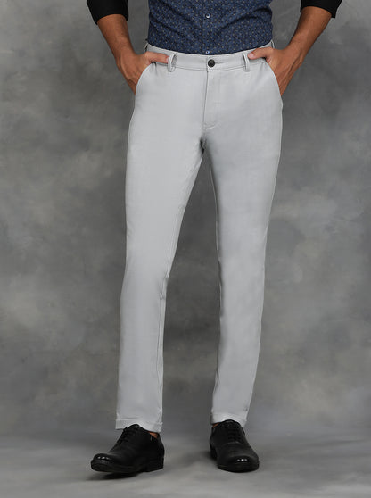 Light Grey Solid Venice Fit Casual Trouser | JadeBlue