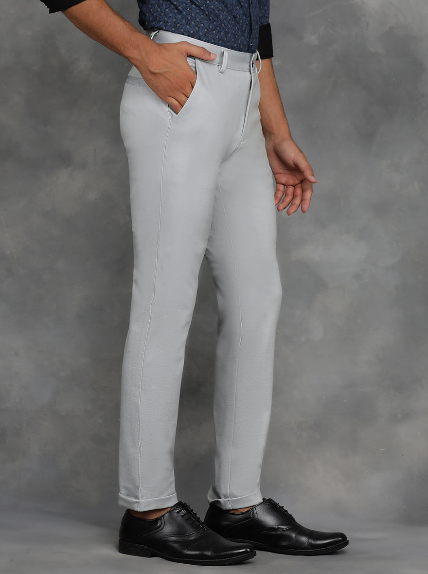 Light Grey Solid Venice Fit Casual Trouser | JadeBlue