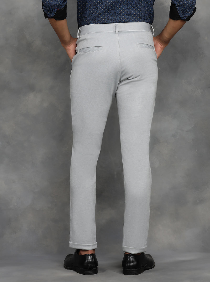 Light Grey Solid Venice Fit Casual Trouser | JadeBlue