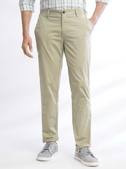 Green Solid Uno Fit Casual Trouser | JadeBlue
