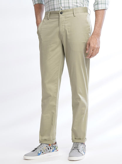 Green Solid Uno Fit Casual Trouser | JadeBlue