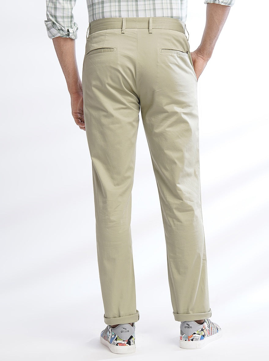 Green Solid Uno Fit Casual Trouser | JadeBlue