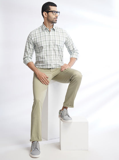 Green Solid Uno Fit Casual Trouser | JadeBlue