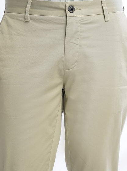 Green Solid Uno Fit Casual Trouser | JadeBlue
