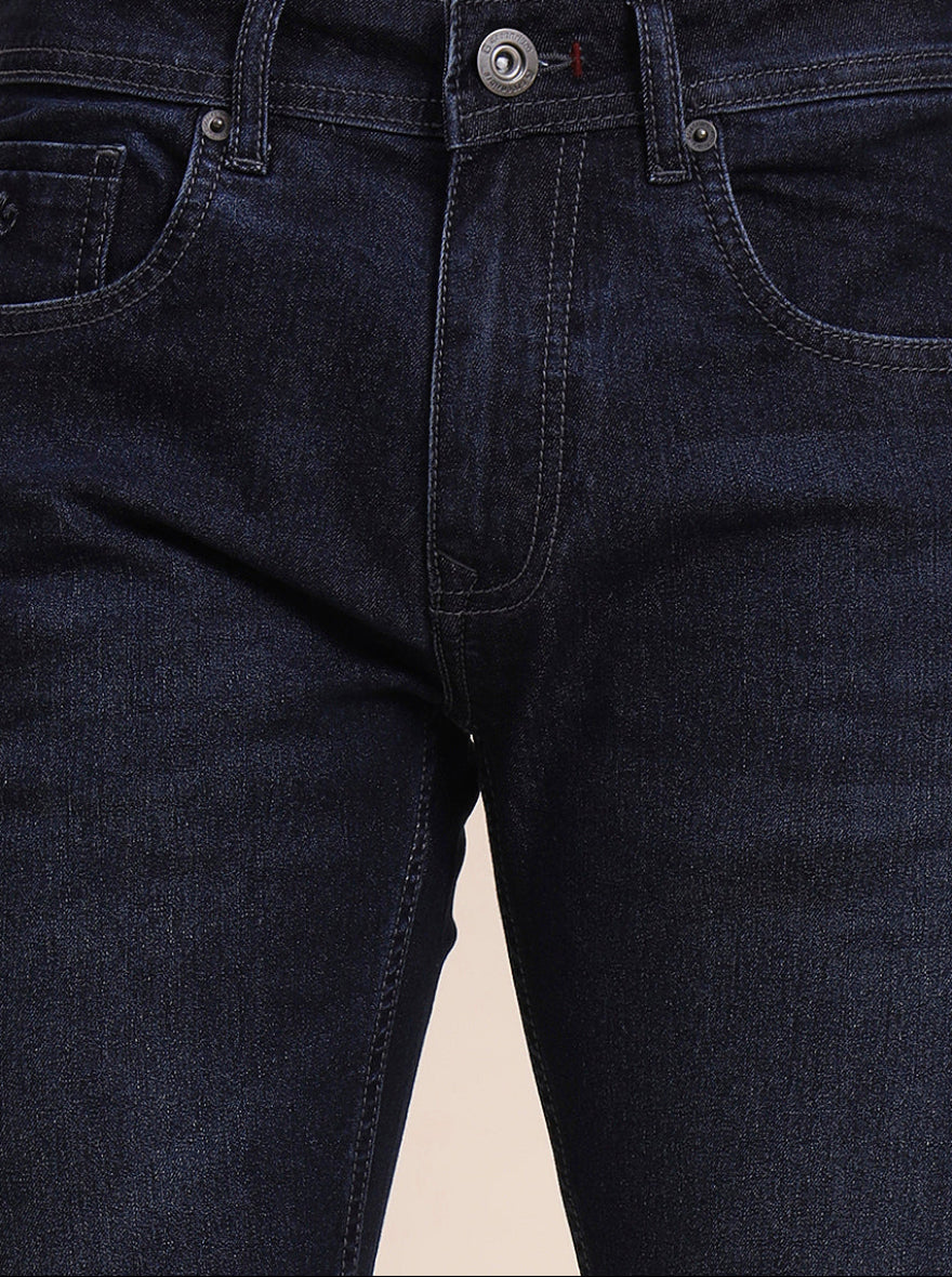 Dark Indigo Blue Washed Narrow Fit Jeans | Greenfibre