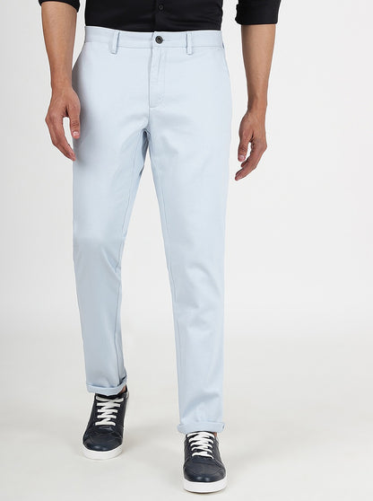 Light Blue Solid Uno Fit Casual Trouser | JadeBlue