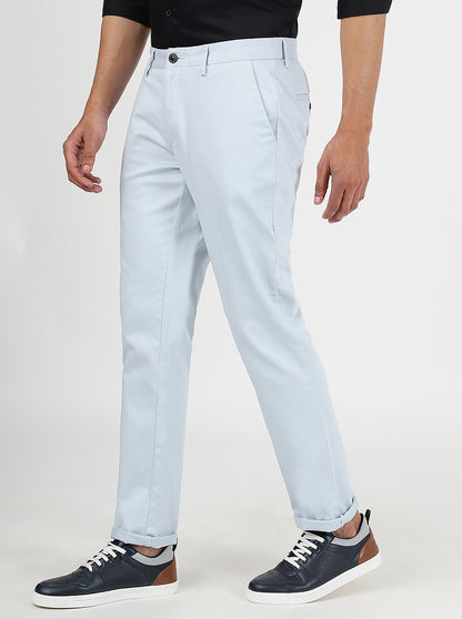 Light Blue Solid Uno Fit Casual Trouser | JadeBlue