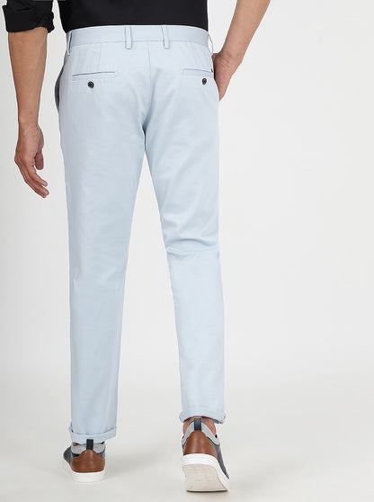 Light Blue Solid Uno Fit Casual Trouser | JadeBlue